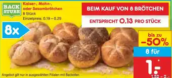 Netto Marken-Discount BACK STUBE Kaiser-, Mohn-, oder Sesambrötchen Angebot