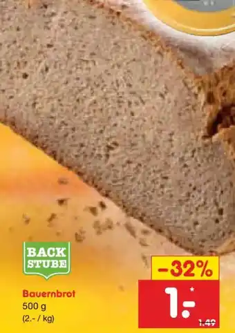 Netto Marken-Discount BACK STUBE Bauernbrot Angebot