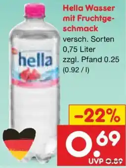 Netto Marken-Discount Hella Wasser mit Fruchtgeschmack Angebot