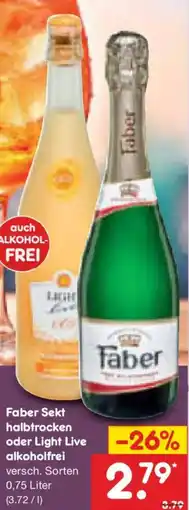 Netto Marken-Discount Faber Sekt halbtrocken oder Light Live alkoholfrei Angebot
