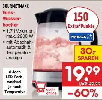 Netto Marken-Discount GOURMETMAXX Glas- Wasserkocher Angebot