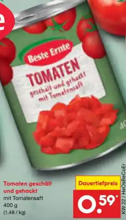 Netto Marken-Discount Beste Ernte Tomaten geschält und gehackt Angebot