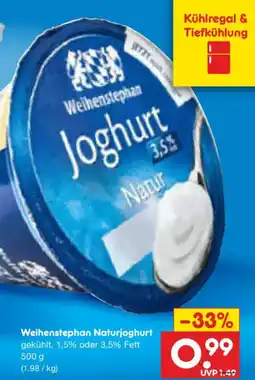 Netto Marken-Discount Weihenstephan Naturjoghurt Angebot