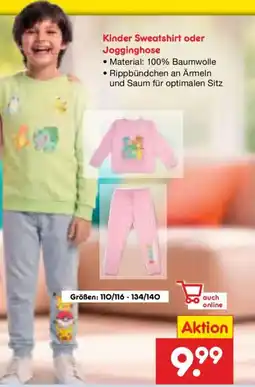 Netto Marken-Discount Kinder Sweatshirt oder Jogginghose Angebot