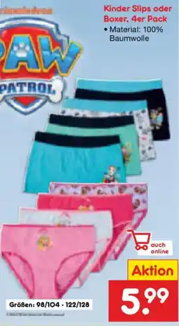 Netto Marken-Discount Kinder Slips oder Boxer, 4er Pack Angebot