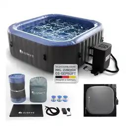Netto Marken-Discount Juskys Whirlpool SpaLuxe – 130 Sprudeldüsen, 2400W Heizung, 910L Volumen - Grau / Blau Angebot