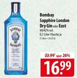 Famila Nord Ost Bombay Sapphire London Dry Gin oder East Angebot