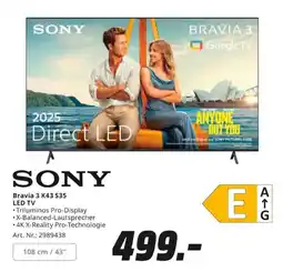 MediaMarkt SONY Bravia 3 K43 S35 LED TV Angebot