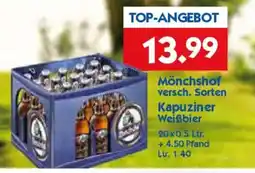 Hol'ab Getränkemarkt Mönchshof versch. Sorten Kapuziner Weißbier Angebot