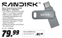 MediaMarkt SANDISK Ultra Dual Drive Go 512GB USB Type-C USB-Stick Angebot