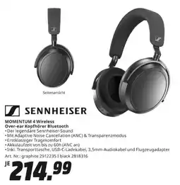 MediaMarkt SENNHEISER MOMENTUM 4 Wireless Over-ear Kopfhörer Bluetooth Angebot