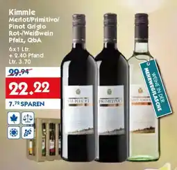 Hol'ab Getränkemarkt Kimmle Merlot/Primitivo/ Pinot Grigio Rot-/Weißwein Pfalz, QbA Angebot