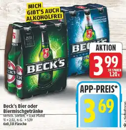 nah & gut Beck's Bier oder Biermischgetränke Angebot
