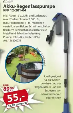 Sonderpreis Baumarkt Güde Akku-Regenfasspumpe RFP 12-201-04 Angebot