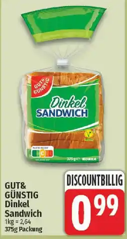 nah & gut GUT& GÜNSTIG Dinkel Sandwich Angebot