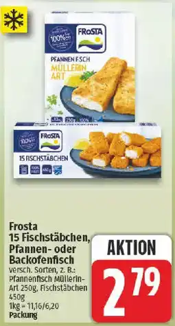 nah & gut Frosta 15 Fischstäbchen, Pfannen- oder Backofenfisch Angebot