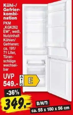 Repo Markt Kühl-/ Gefrier- kombination PKM KGK262 EW" Angebot