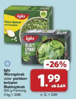 Famila Nord West Iglo Würzspinat oder portionierbarer Blattspinat Angebot