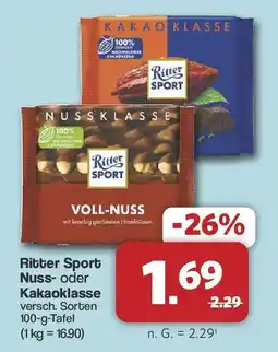 Famila Nord West Ritter Sport Nuss- oder Kakaoklasse Angebot