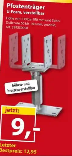 Sonderpreis Baumarkt Pfostenträger U-Form, verstellbar Angebot