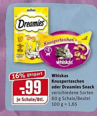 REWE Kaufpark Whiskas Knuspertaschen Oder Dreamies Snack Angebot