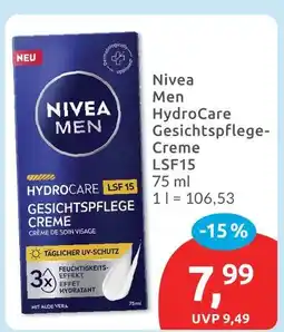 Budni Nivea men hydrocare gesichtspflege-creme lsf15 Angebot