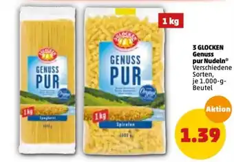 PENNY 3 Glocken Genuss Pur Nudeln 1000g Beutel Angebot