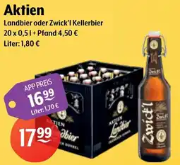 Getränke Hoffmann Aktien Landbier oder Zwick'l Kellerbier Angebot