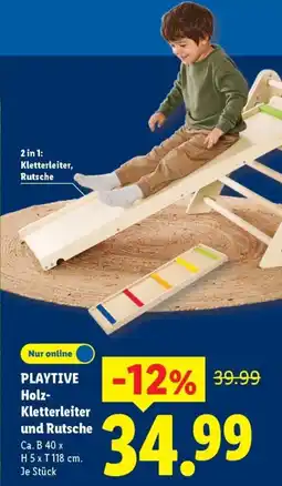 Lidl PLAYTIVE Holz Kletterleiter und Rutsche Angebot