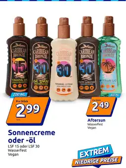 Action Caribbean bronze sonnencreme oder -öl Angebot