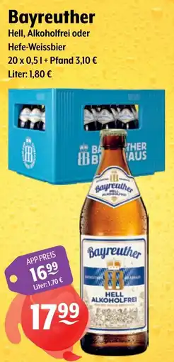 Getränke Hoffmann Bayreuther Hell, Alkoholfrei oder Hefe-Weissbier Angebot