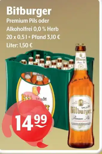 Getränke Hoffmann Bitburger Premium Pils oder Alkoholfrei 0,0% Herb Angebot