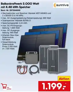 Netto Marken-Discount sunniva Balkonkraftwerk 2.000 Watt mit 4.48 kWh Speicher Angebot