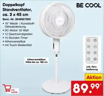BE COOL Doppelkopf Standventilator, ca. 2 x 45 cm