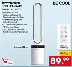 Netto Marken-Discount BE COOL Turmventilator BCBLLFAN2601 Angebot