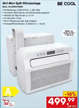 Netto Marken-Discount BE COOL 3in1 Mini-Split-Klimaanlage Angebot