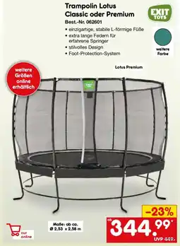 Netto Marken-Discount EXIT TOYS Trampolin Lotus Classic oder Premium Angebot