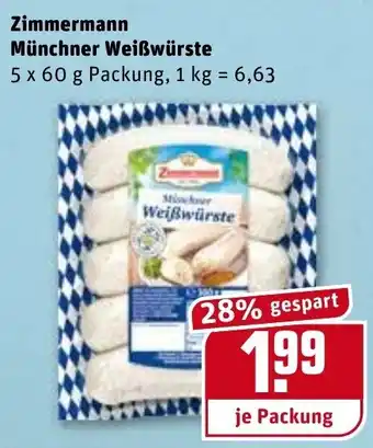 REWE Center Zimmermann Münchner Weißwürste 5x60g Angebot