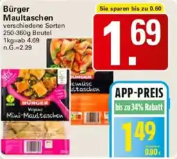 WEZ Bürger Maultaschen Angebot