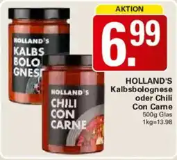 WEZ HOLLAND'S Kalbsbolognese oder Chili Con Carne Angebot
