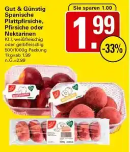 WEZ Gut & Günstig Spanische Plattpfirsiche, Pfirsiche oder Nektarinen Angebot