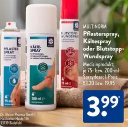 Aldi Süd Multinorm pflasterspray, kältespray oder blutstopp wundspray Angebot