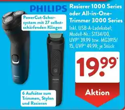 Aldi Süd PHILIPS Rasierer 1000 Series oder All-in-One Trimmer 3000 Series Angebot