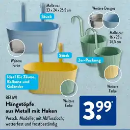 Aldi Süd BELAVI Hängetöpfe aus Metall mit Haken Angebot