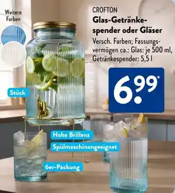 Aldi Süd CROFTON Glas-Getränkespender oder Gläser Angebot