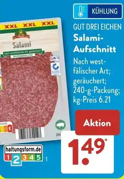 Aldi Süd GUT DREI EICHEN Salami Aufschnitt Angebot