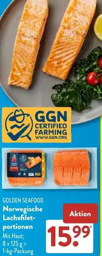 Aldi Süd GOLDEN SEAFOOD Norwegische Lachsfiletportionen Angebot