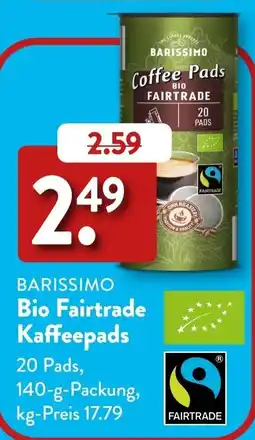 Aldi Süd BARISSIMO Bio Fairtrade Kaffeepads Angebot