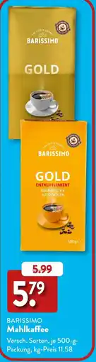 Aldi Süd BARISSIMO Mahlkaffee Angebot