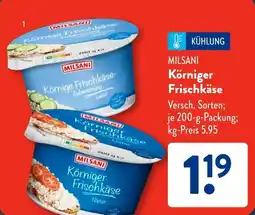 Aldi Süd MILSANI Körniger Frischkäse Angebot